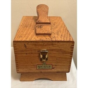 Vintage Griffin ShineMaster Wood Shoe Shine Box with Brush Made in USA Brown